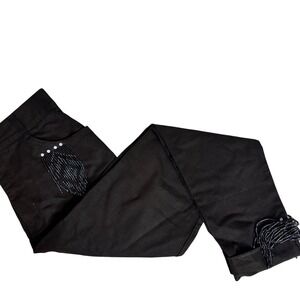 Vintage Fantasy Sportswear Beaded Fringe Pants‎ Black Womens 8 USA Western Glam